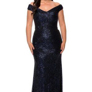 NWT  La Femme 28795SC Sequin Mother of the Bride Dresses Navy Size 14W